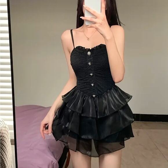 Layered Mesh One-piece dress / swimsuit - Picture 1 of 7